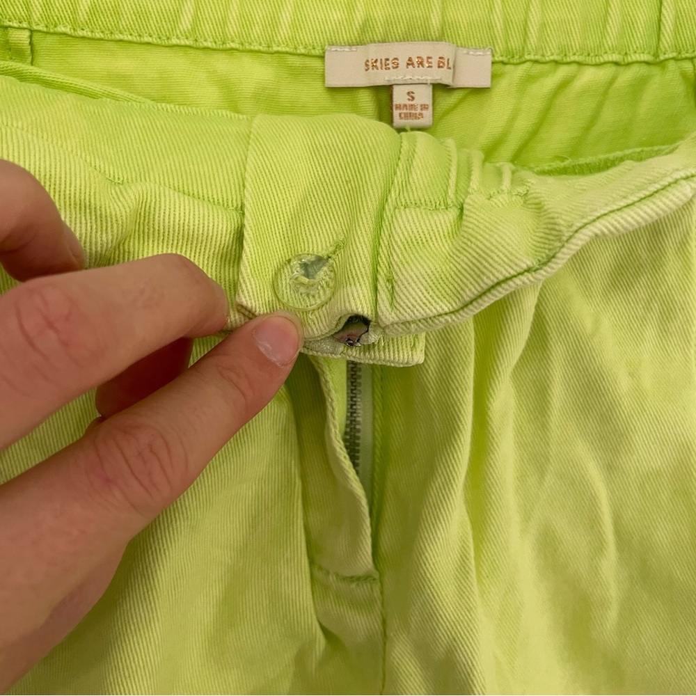 Lime Green Cotton Women's High Waisted‎ Jean Shorts Size Small - Picture 7 of 9